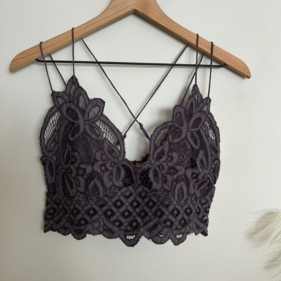 Free People Adella Bralette Bra - Dark Grey / Charcoal - Picture 1 of 11